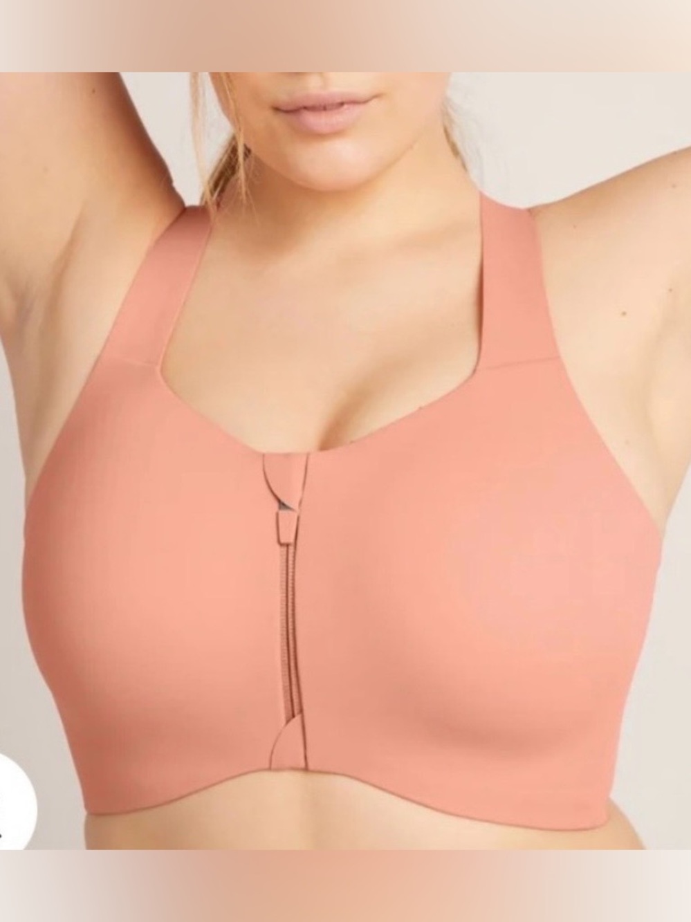 Knix NWOT Catalyst Sports Bra In Pink Ginger Front Zip Up Padded Sz.3 Athletic